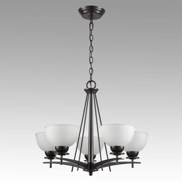 Vintage Iron Glass Oil Rubbed Bronze Large Chandeliers With 5 Lights